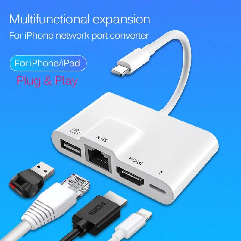 Hetai Tech Hetai Tech 8-in-1 Lightning Dock RJ45 USB Charging iOS13 — product photo
