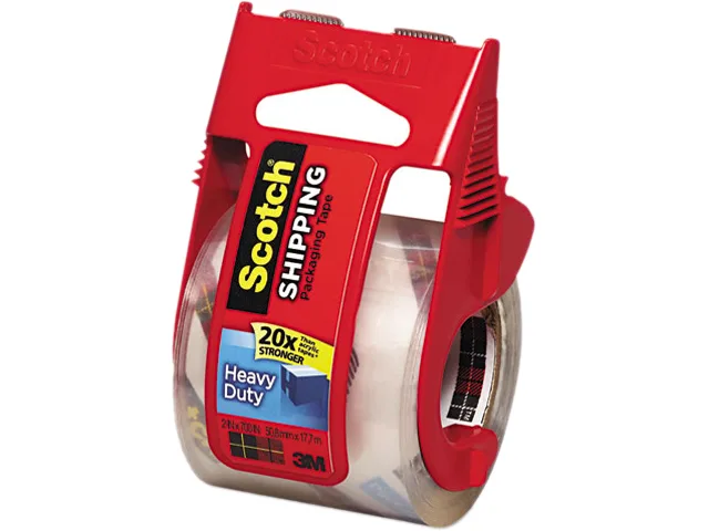 Clear packaging tape roll in handheld dispenser, 1.88 inch wide
