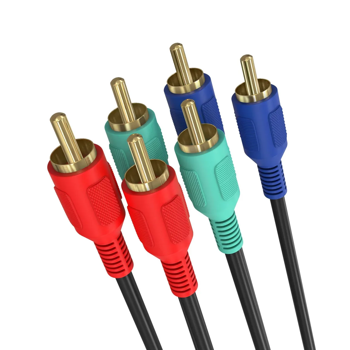 Black 25-foot component video cable with three gold-plated male RCA connectors