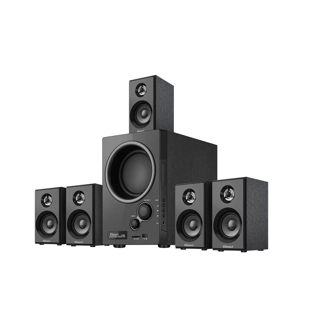  Elimavi MM1937 5.1 5.5" sub 2.5" satellites 120W home audio speaker — product photo