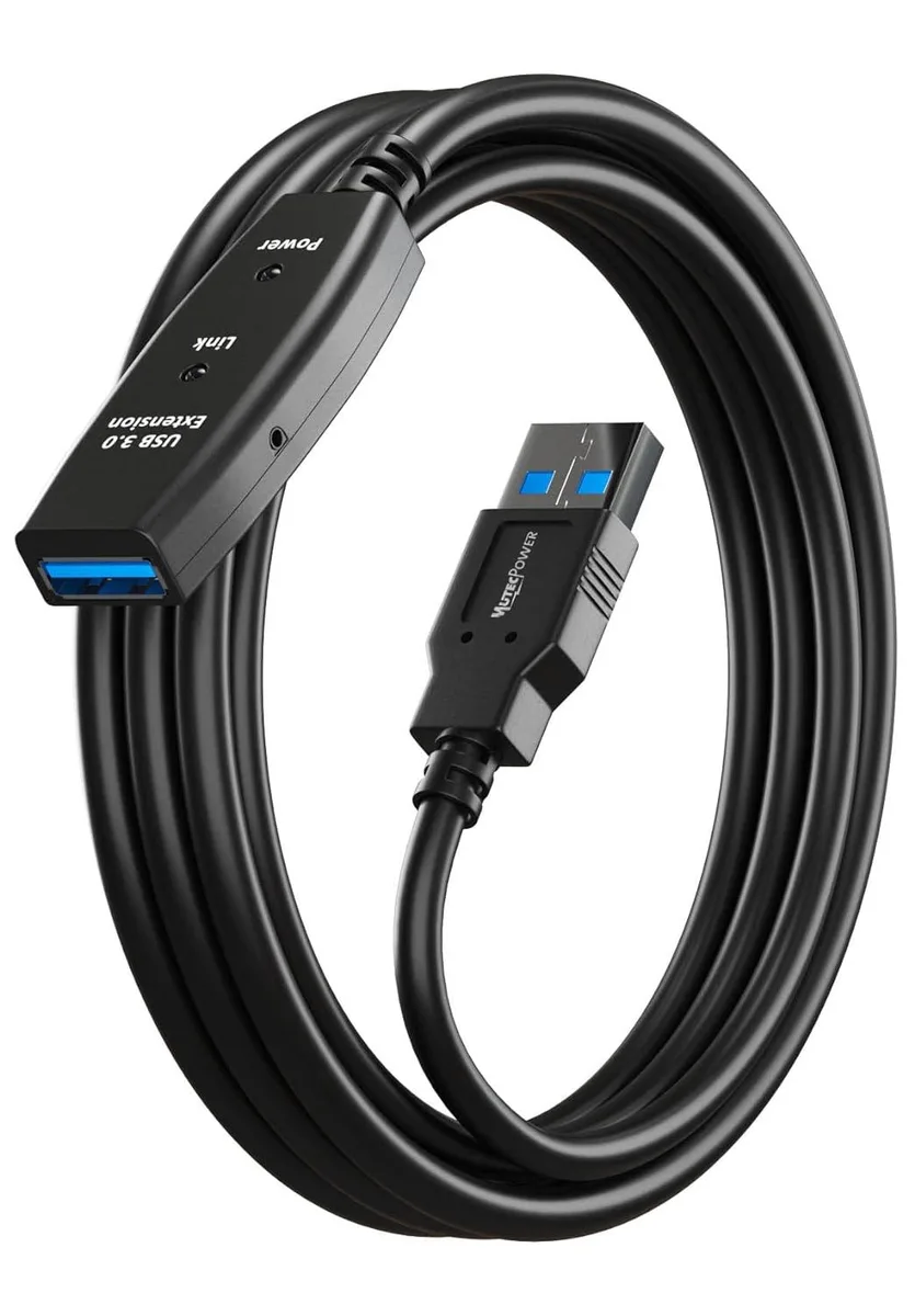 Black USB 3.0 active extension cable 16ft male to female with signal booster chips