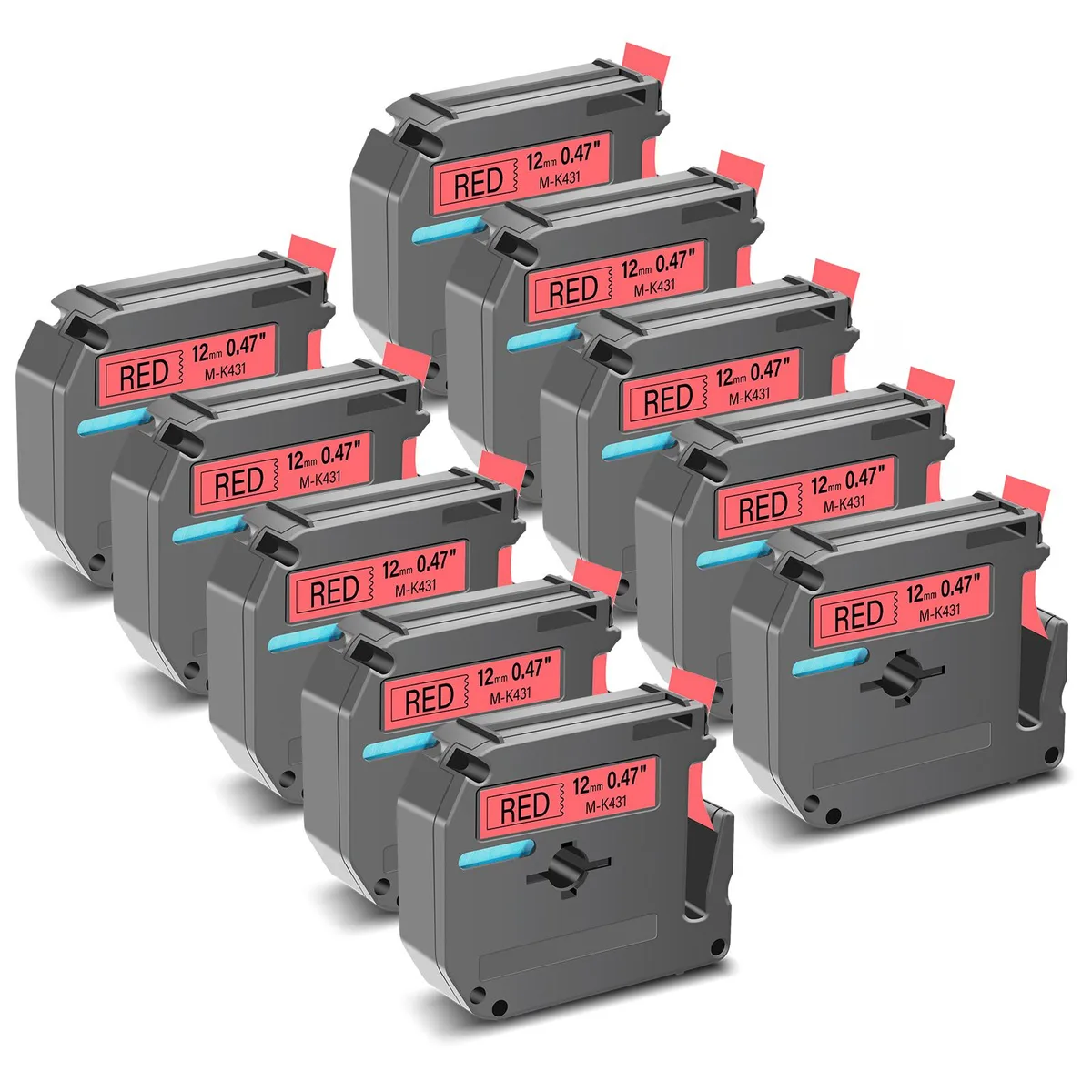 GREENCYCLE GREENCYCLE MK-431 label tape 12mm 26.2ft Black on Red 10 pack — product photo