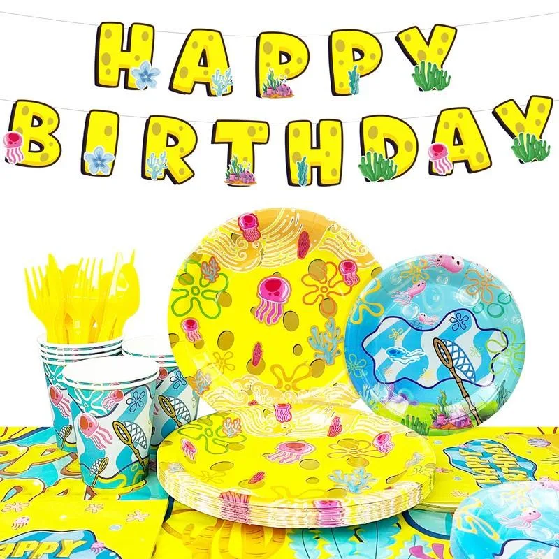 InBoxxarty InBoxxarty SpongeBob Party Supply 16 Guests Yellow Sponge Plates — product photo