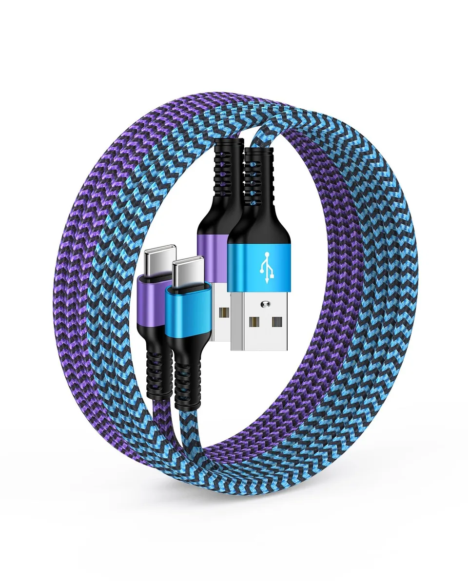 No Sew No Sew USB A to USB C Cable 6FT 3A Blue Purple Braided — product photo