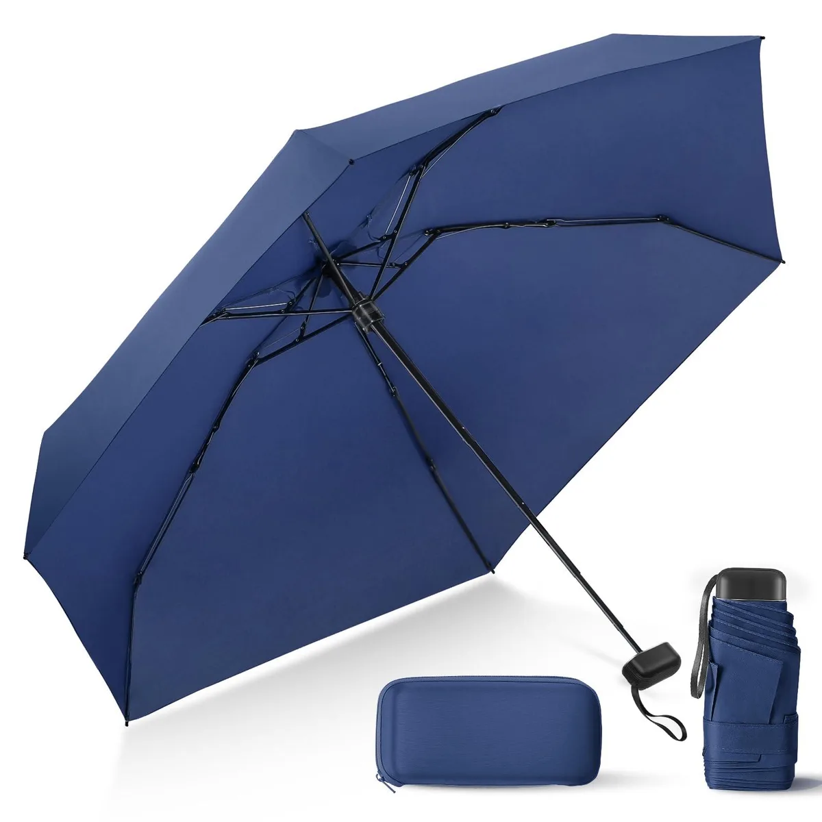 LEAGERA Mini Umbrella Auto Open 5.9in Blue 0.52lb — product photo