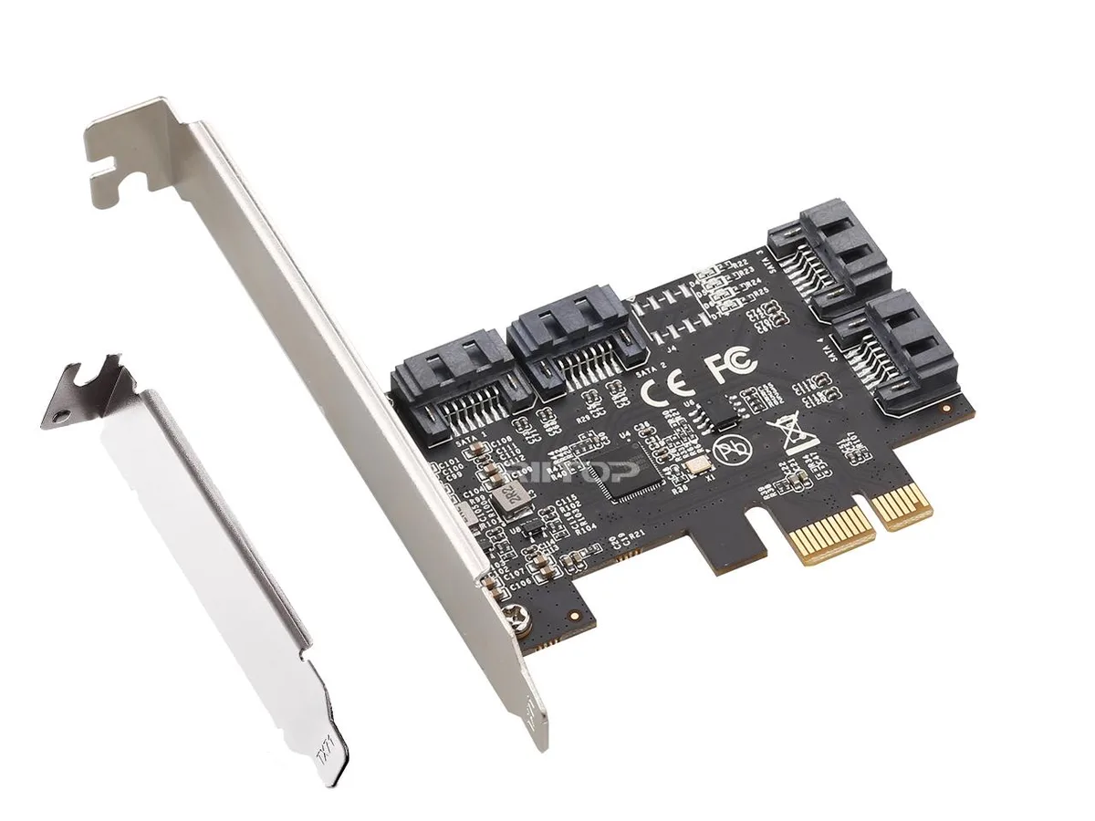 RIITOP RIITOP 4-Port SATA 6Gbps PCIe 3.0 Controller Card Low Profile Non-RAID ASM1064 — product photo