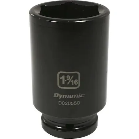 Dynamic 3/4 inch drive deep socket, 1-9/16 inch, 6 point, black phosphate finish