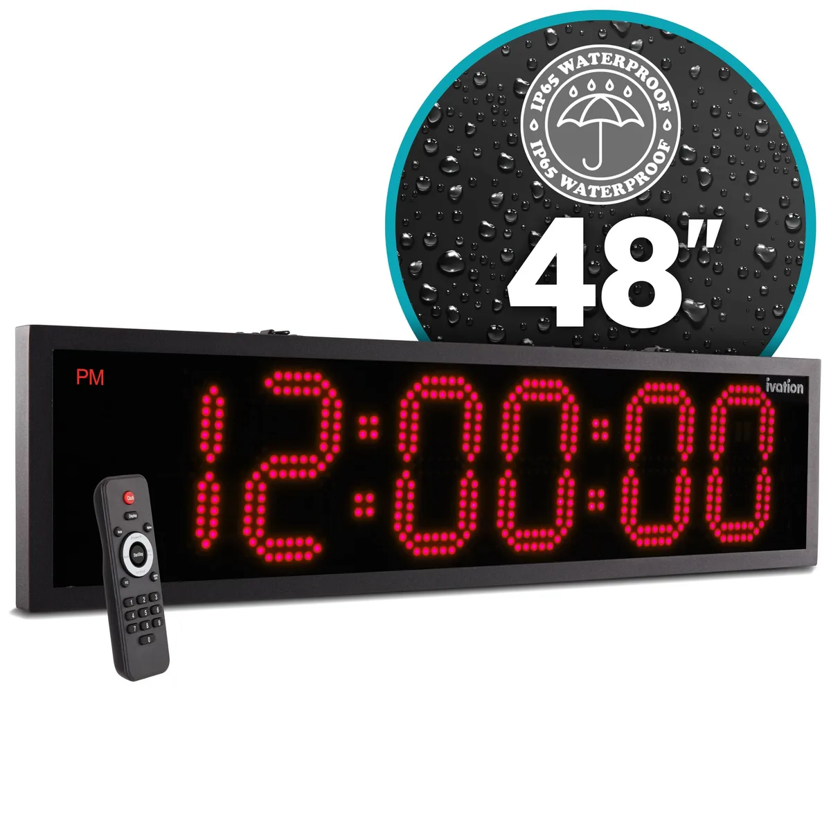 Ivation Ivation JID0648TRED 48" Waterproof Outdoor Digital Clock Red — product photo