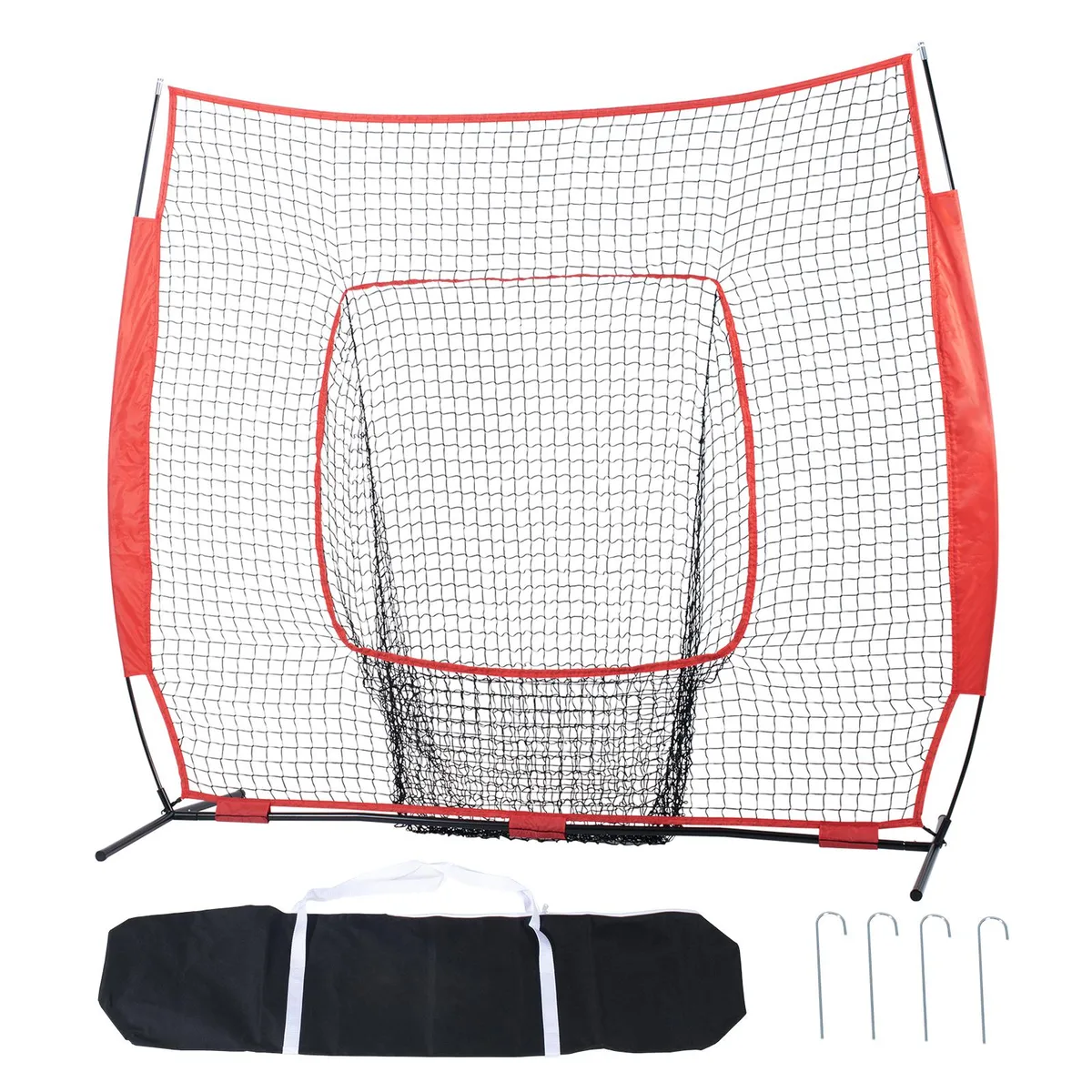 7x7 ft practice net with fiberglass frame and polyester netting