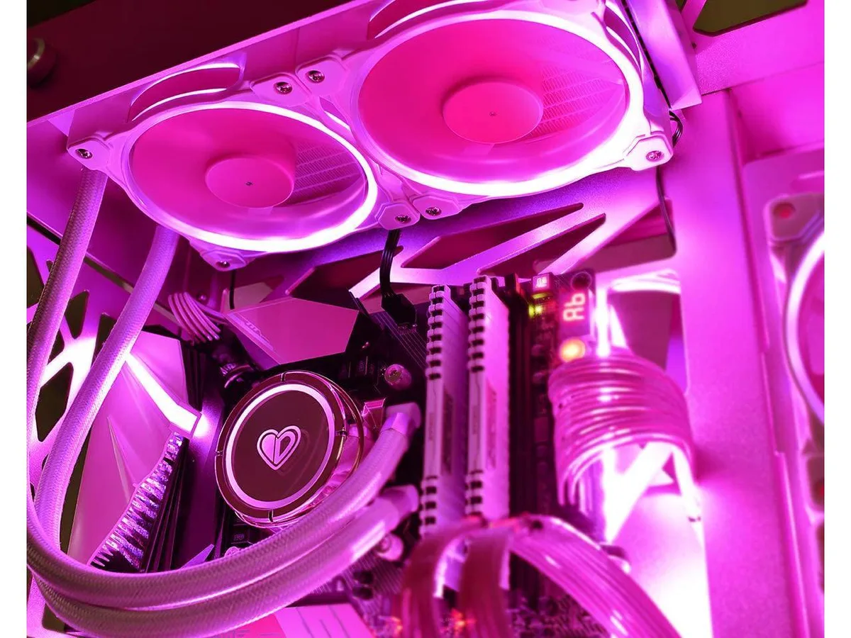 SXDOOL SXDOOL PINKFLOW 240 liquid cooler 240mm 2x120mm PWM RGB remote — product photo