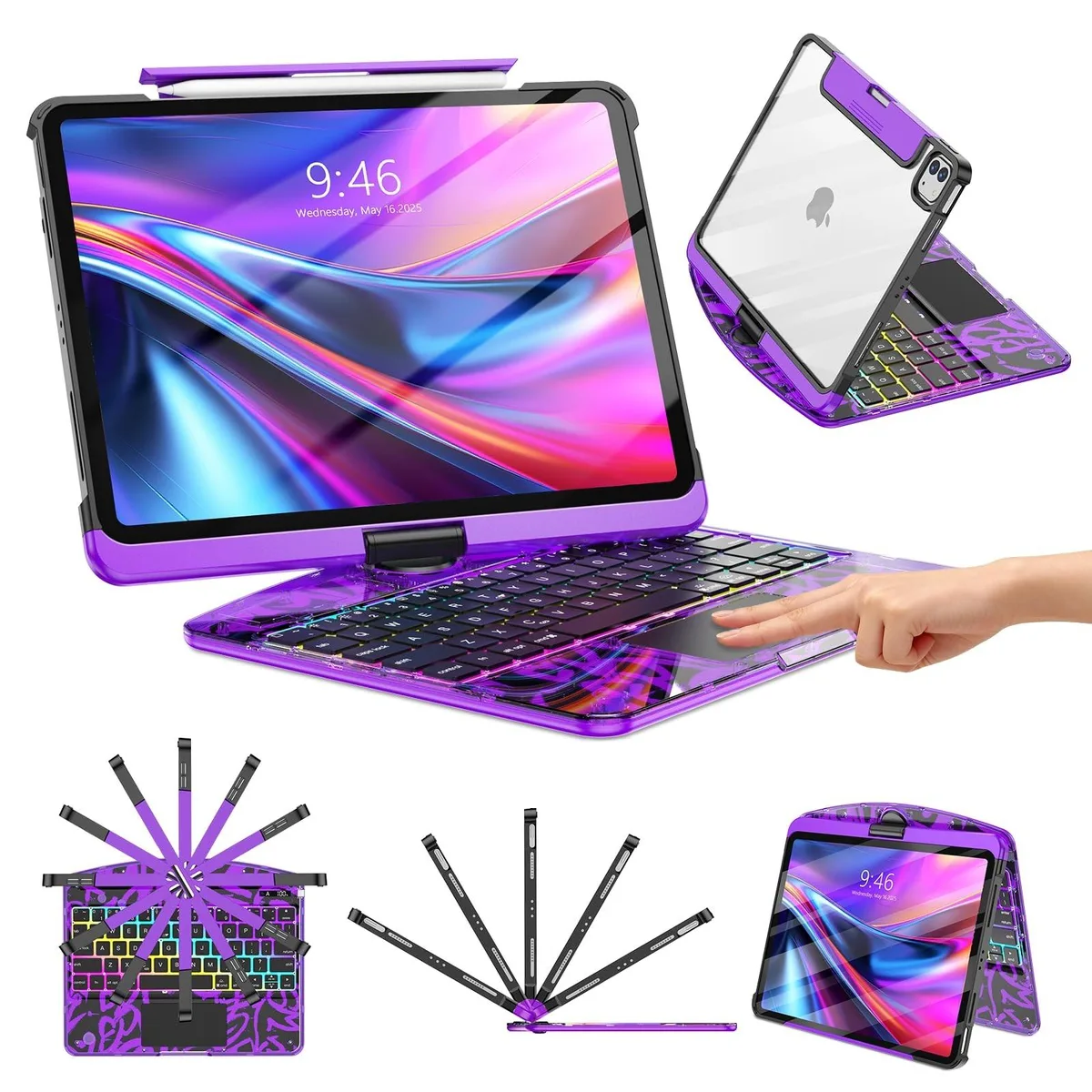 V2 Technologies V2 Technologies Clear Wireless Keyboard Case iPad Pro 13 2024 2025 Purple — product photo