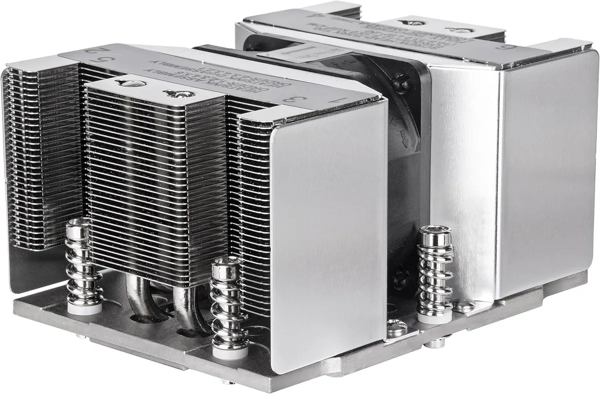 SilverStone XE02-SP5 low-profile CPU cooler with 60mm fan and five heat pipes