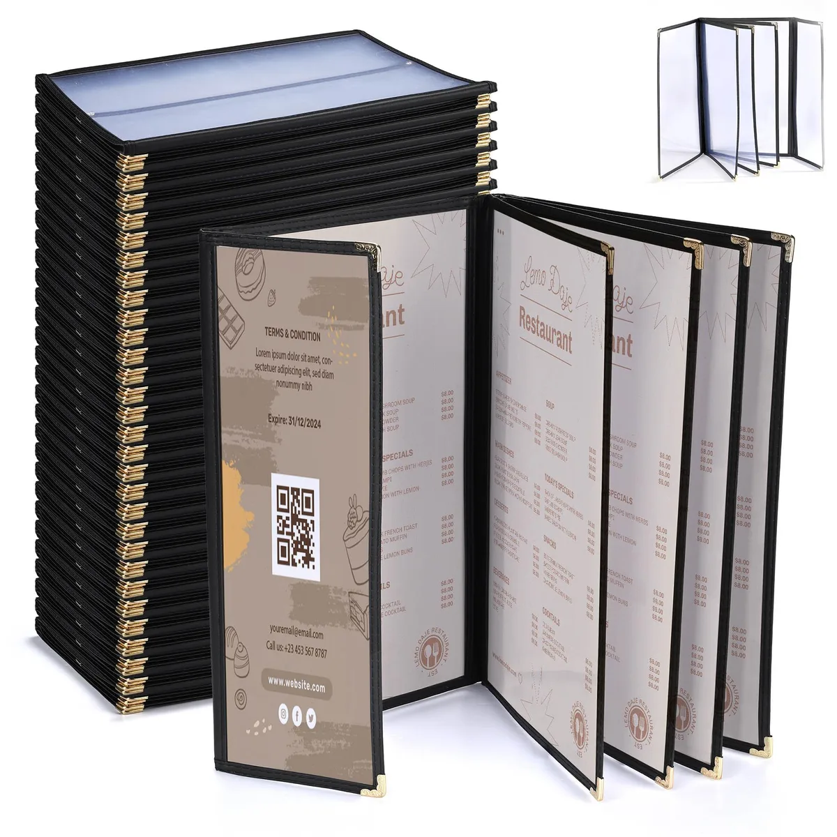 Yescom USA, Inc. Yescom USA, Inc. 26MNC031-14BH6-06-30 Menu Cover Set 30pcs 8.5x14" 10 View 4.25x14" Half Page — product photo