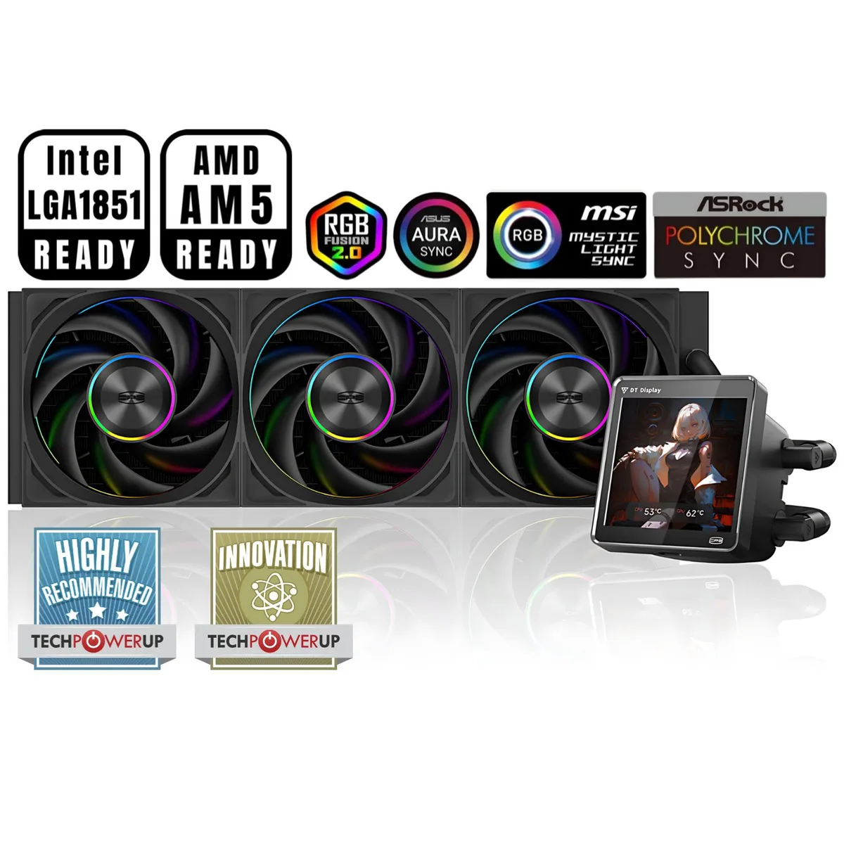 PCCOOLER PCCOOLER DT360 ARGB Display BK liquid cooler 360mm 3.4" IPS LCD — product photo