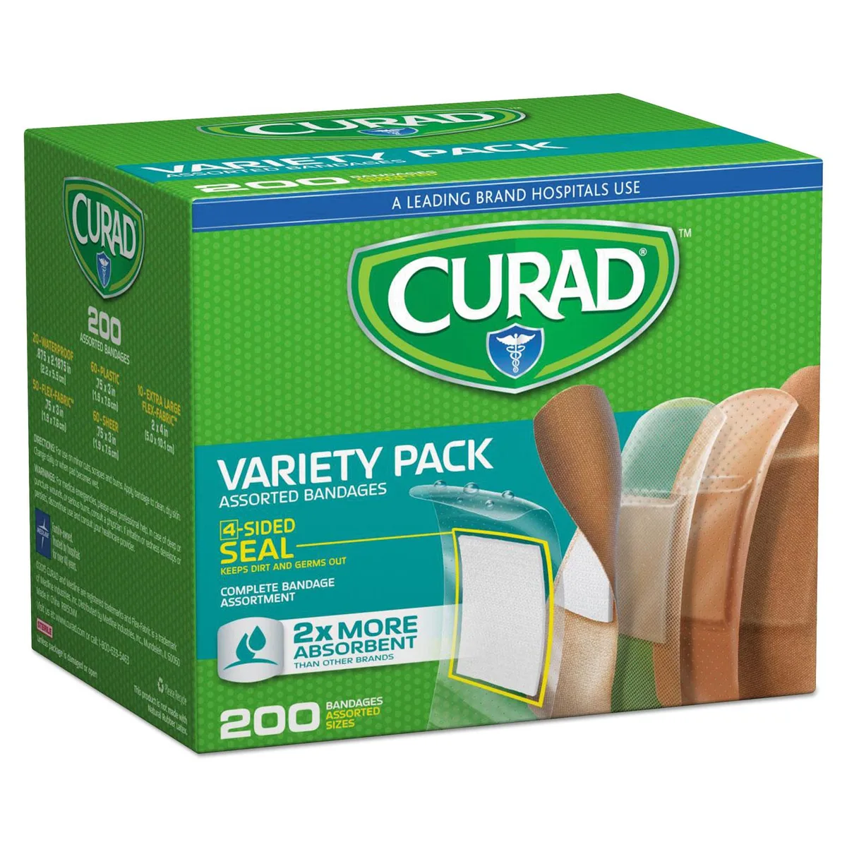 Medline Industries, Inc. Medline Industries, Inc. Curad Variety Pack Assorted Bandages 200/Box CUR0800RB first aid — product photo