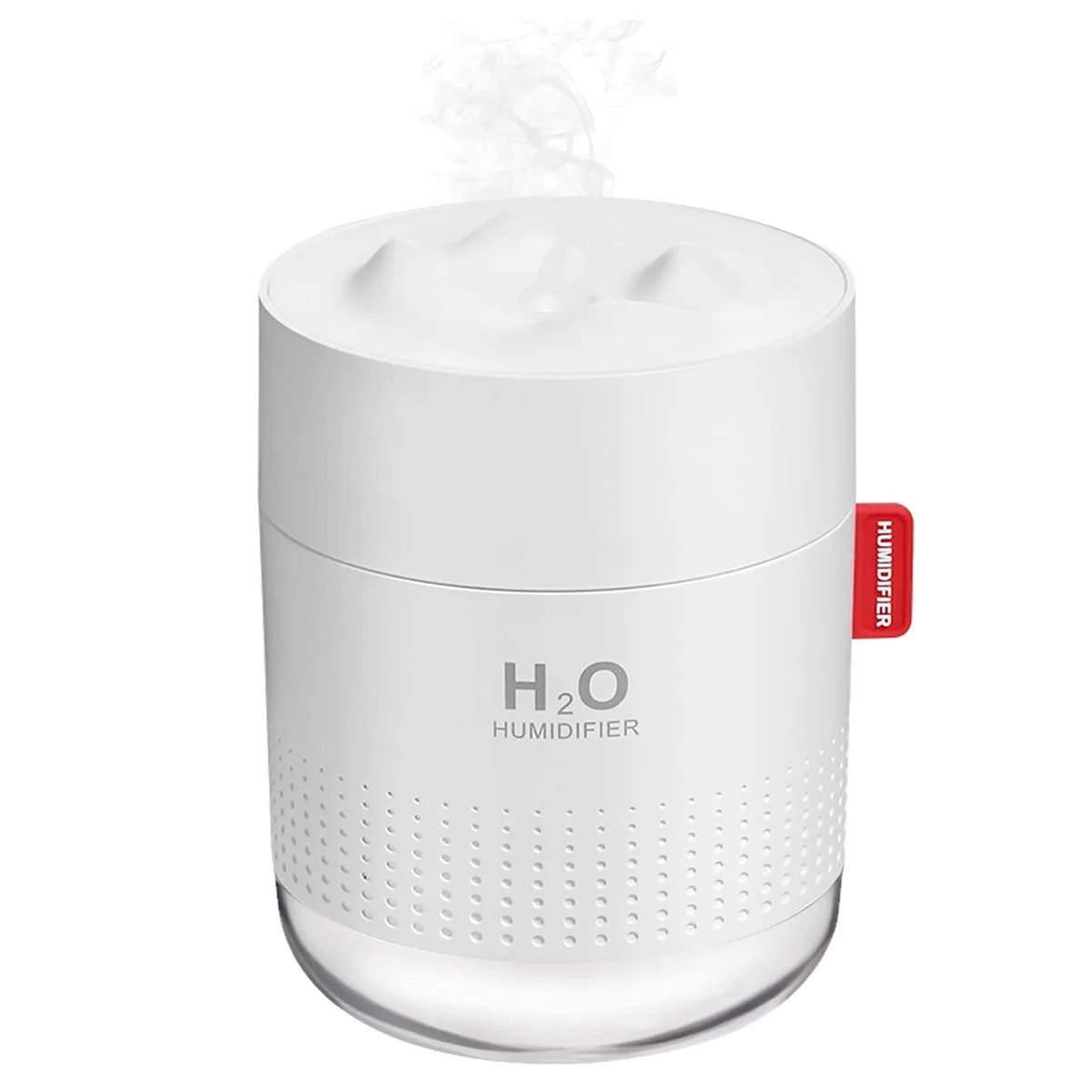 White portable mini humidifier, compact 3.74 by 5.07 inches, 500ml tank, USB powered