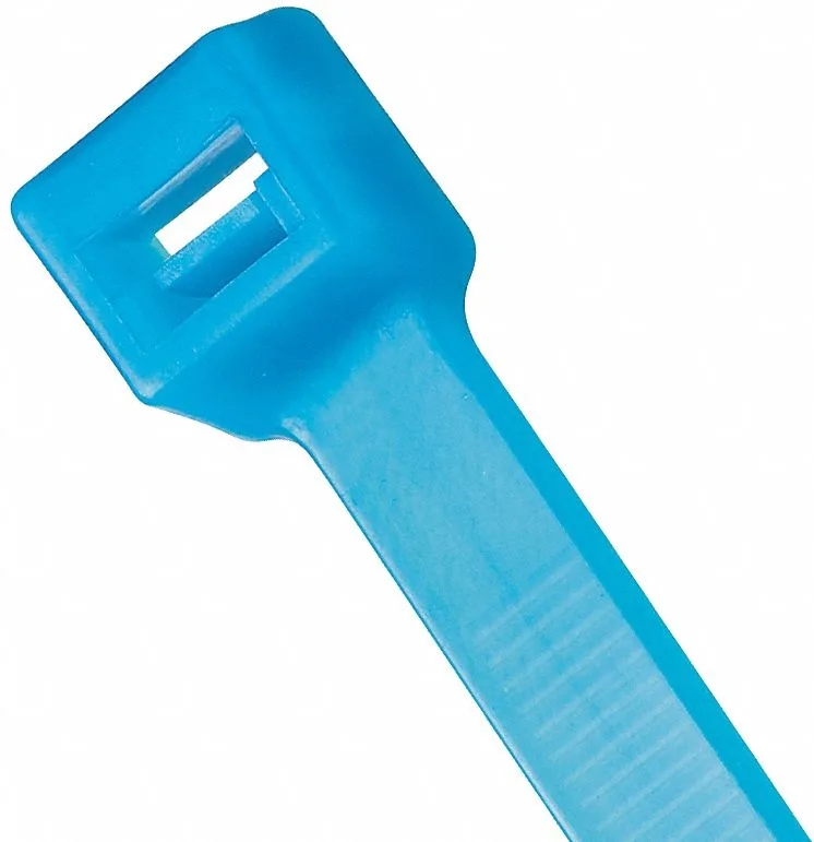 Blue Tefzel cable tie 11.5 in long .3 in wide .08 in thick