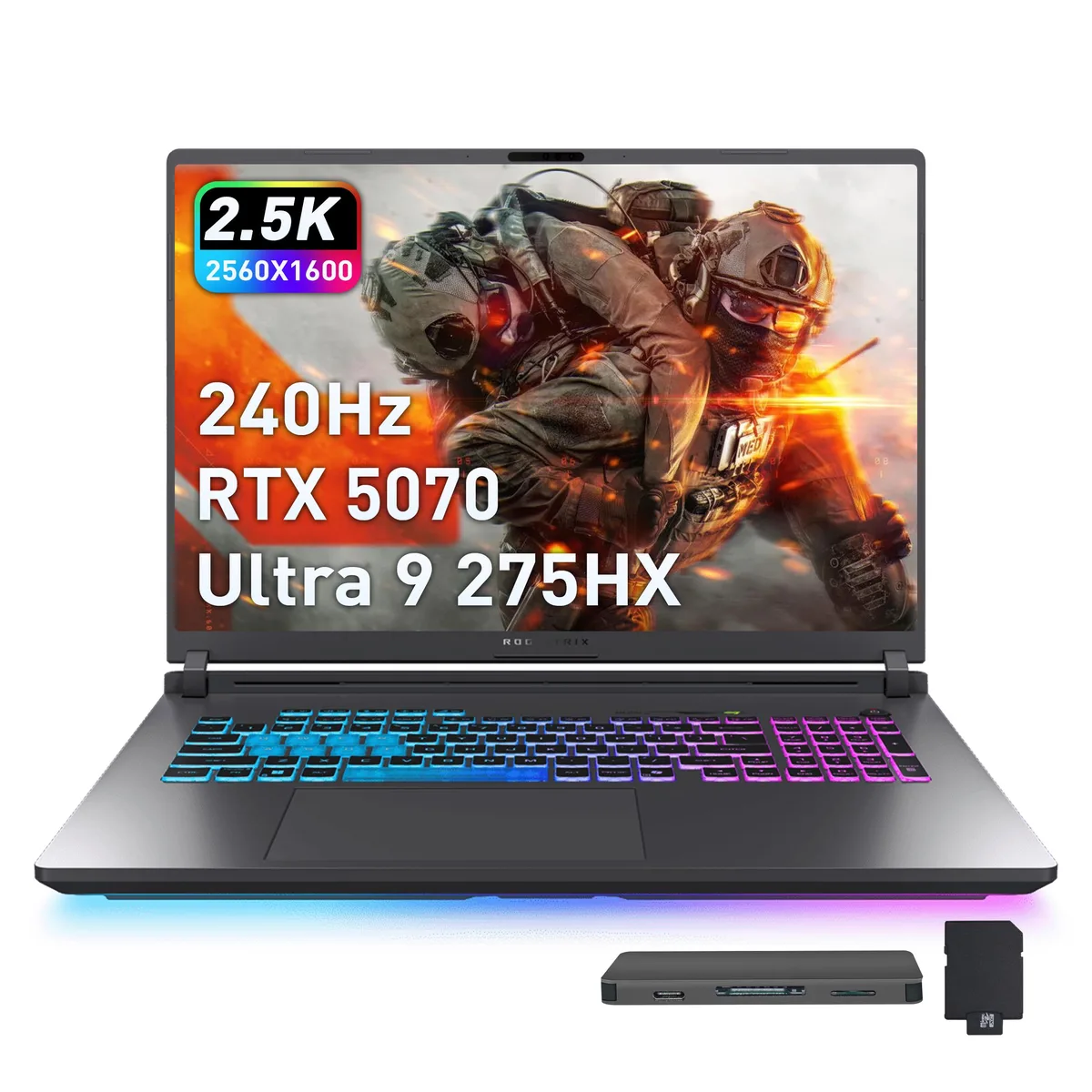ASUS ASUS ROG Strix G18 18" WQXGA 240Hz Ultra 9 275HX RTX 5070 32GB 2TB Gray gaming laptop — product photo
