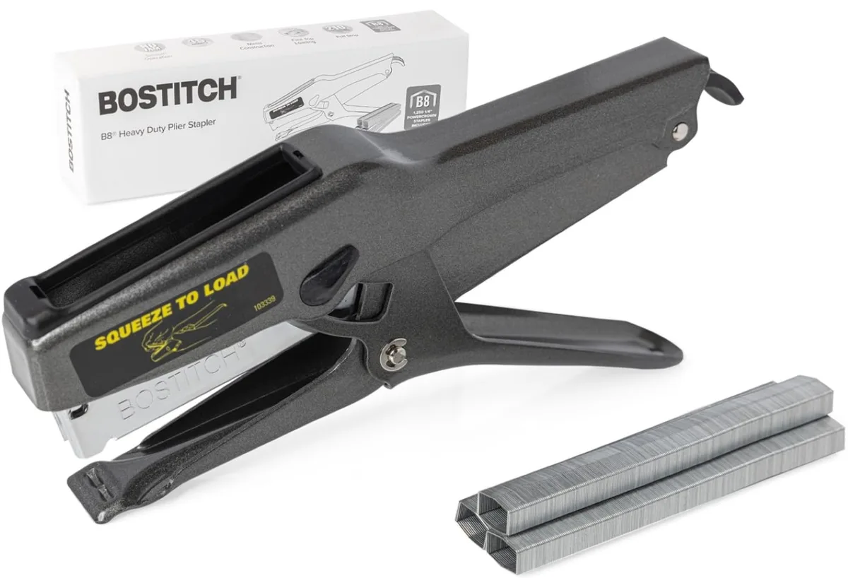  Bostitch 465 Heavy Duty Plier Stapler 45 Sheet 210 Capacity 1250 Staples — product photo