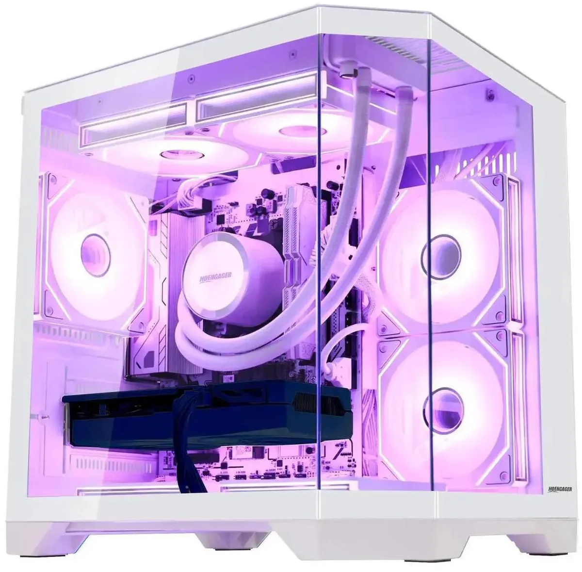 Hoengager Hoengager RTX 5070 12GB Gaming PC Ryzen 5 7600X 16GB DDR5 3TB SSD 240 AIO White — product photo