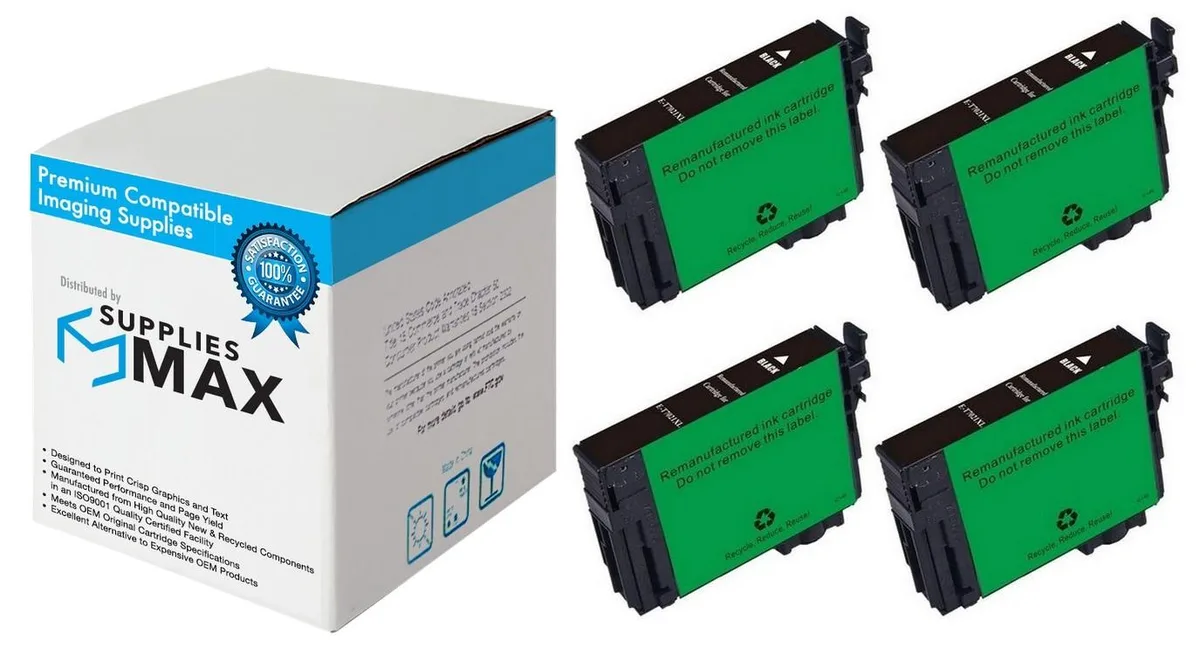 SuppliesMax SuppliesMax T702XL120 4-pack black inkjet 1100 pages — product photo