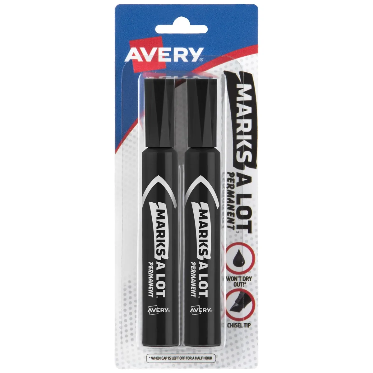  Avery Marks-A-Lot Permanent Markers, Desk-Style, Chisel Tip, 2 Black (07902) — product photo