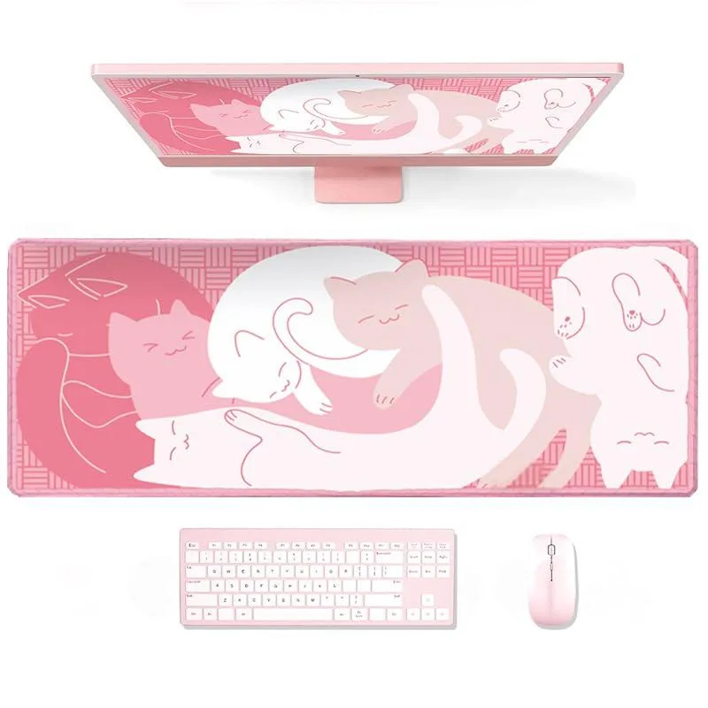  Uniqcasa XL Extended Mouse Pad 31.5x11.8 inch Pink Cat — product photo