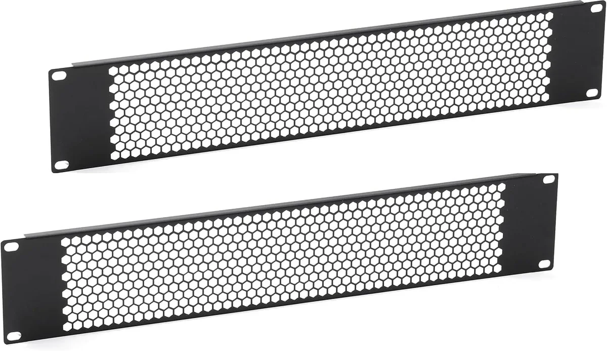 TAURKENAM TAURKENAM 2U Blank Rack Mount Panel Spacer with Venting 19 x .4 x 3.5 inches Alloy Steel Black 2PCS — product photo