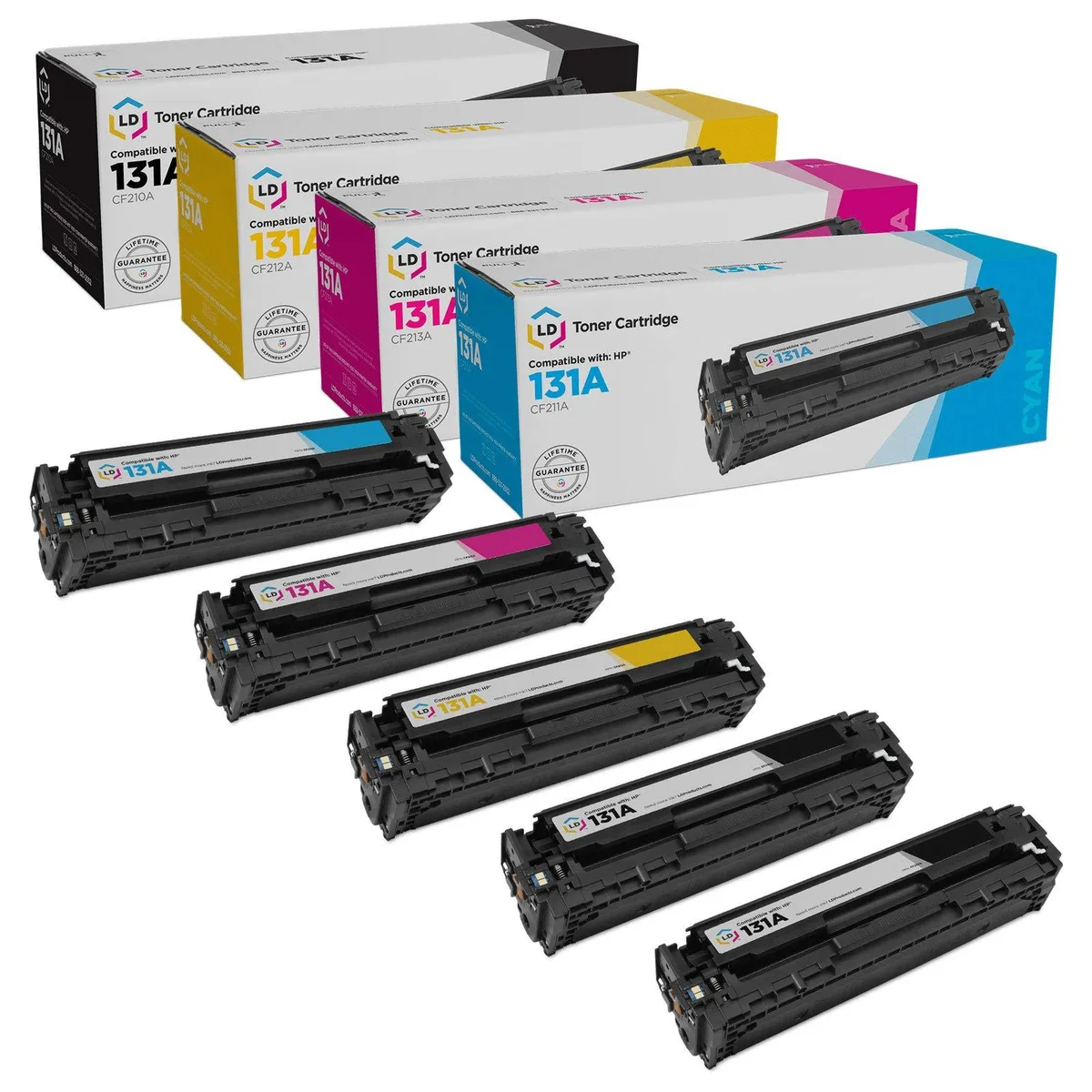 LD Products LD Products HP 131A Remanufactured Toner 5-Pack (2 Black, Cyan, Magenta, Yellow) — product photo