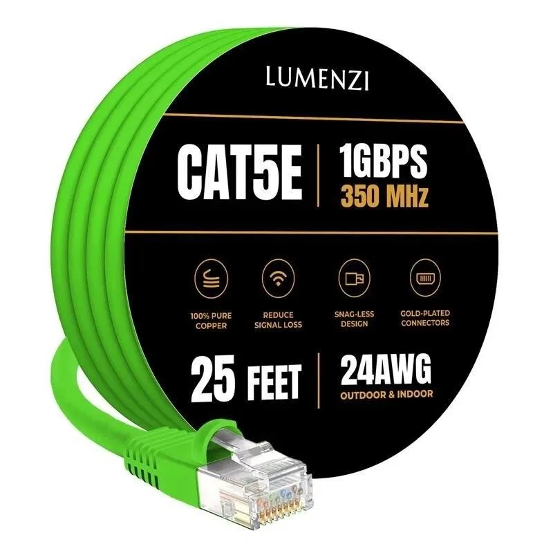 Lumenzi Lumenzi EC-5E-25-GRN-1 Cat5e Ethernet Cable 25ft Green Shielded — product photo