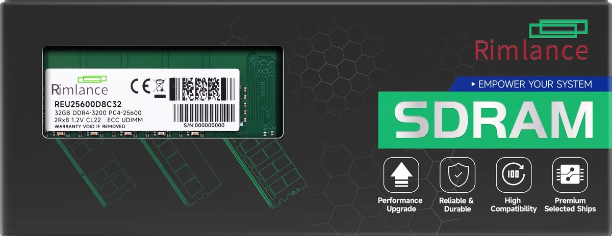RIMLANCE RIMLANCE REU25600D8C32 32GB DDR4 3200 ECC UDIMM 2Rx8 CL22 1.2V — product photo