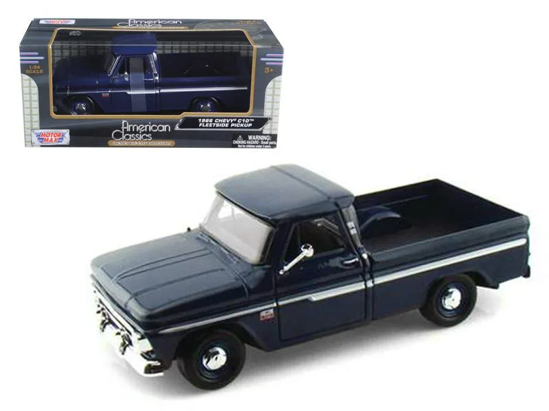 MOTORMAX MOTORMAX 1966 Chevrolet C10 Fleetside Pickup Truck Dark Blue 1/24 Diecast Hobby Collectible — product photo