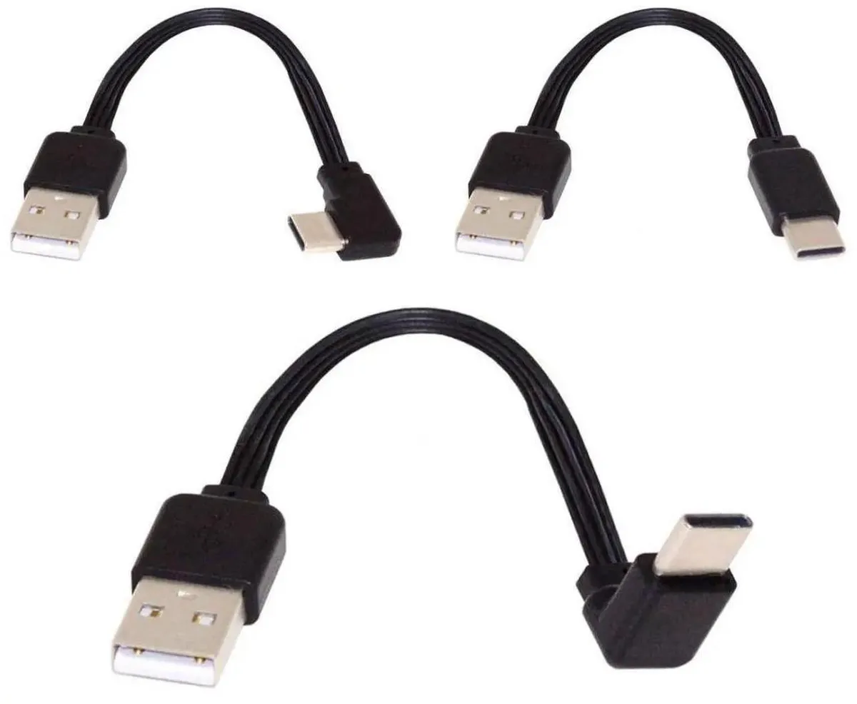 Three short black USB-A to USB-C cables coiled together
