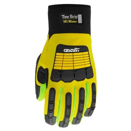 Winter impact gloves with padded cotton palm and TPR knuckle guards
