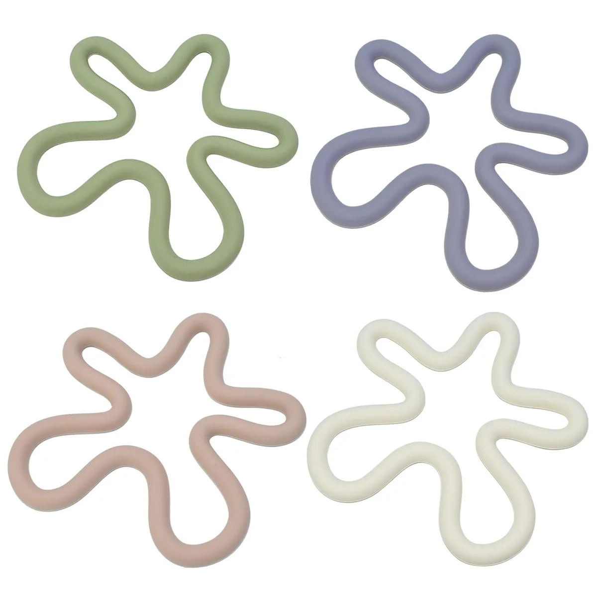 Set of flower-shaped silicone trivets, 16.5 cm diameter, matte finish