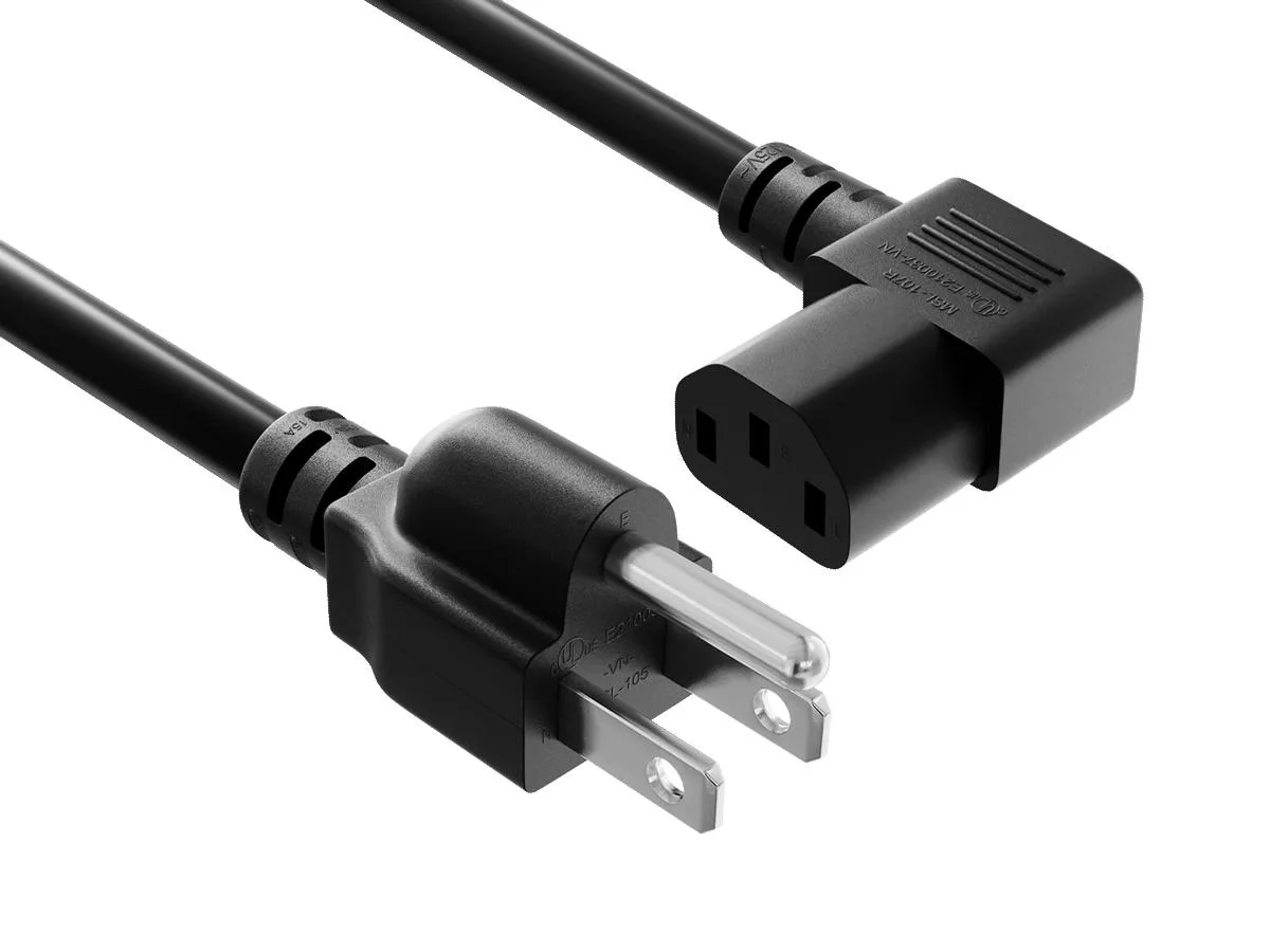 Cable Leader Cable Leader 6 ft NEMA 5-15P to Right Angled C13 Power Cord 16 AWG 13A/125V Black — product photo