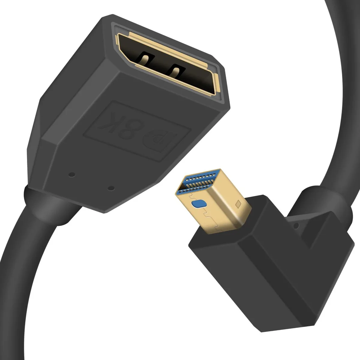 BUCIER BUCIER DisplayPort 1.4 Mini DP to DP Extension Cable 30cm Up Angle — product photo