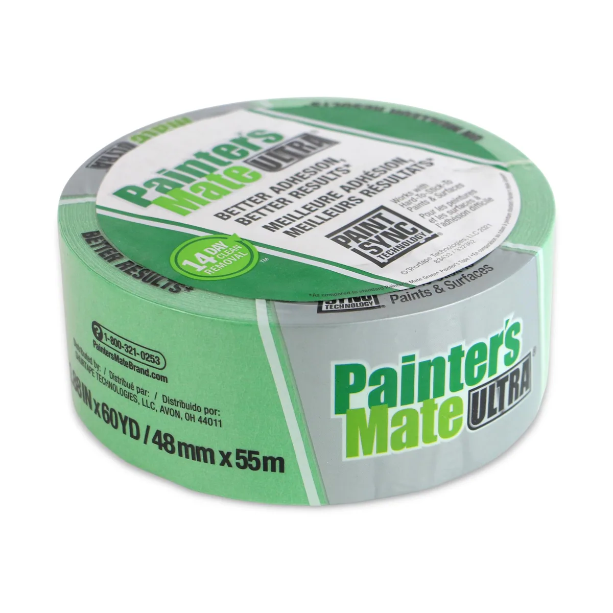 SHURTAPE TECHNOLOGIES, INC. SHURTAPE TECHNOLOGIES, INC. Painter's Mate Ultra 14-Day Green Painters Tape 1.88 in x 60 yds — product photo