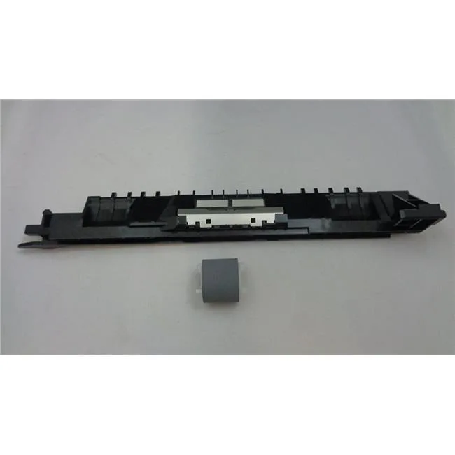 Small rectangular scanner separator pick assembly in black plastic with rubber rollers and metal spring