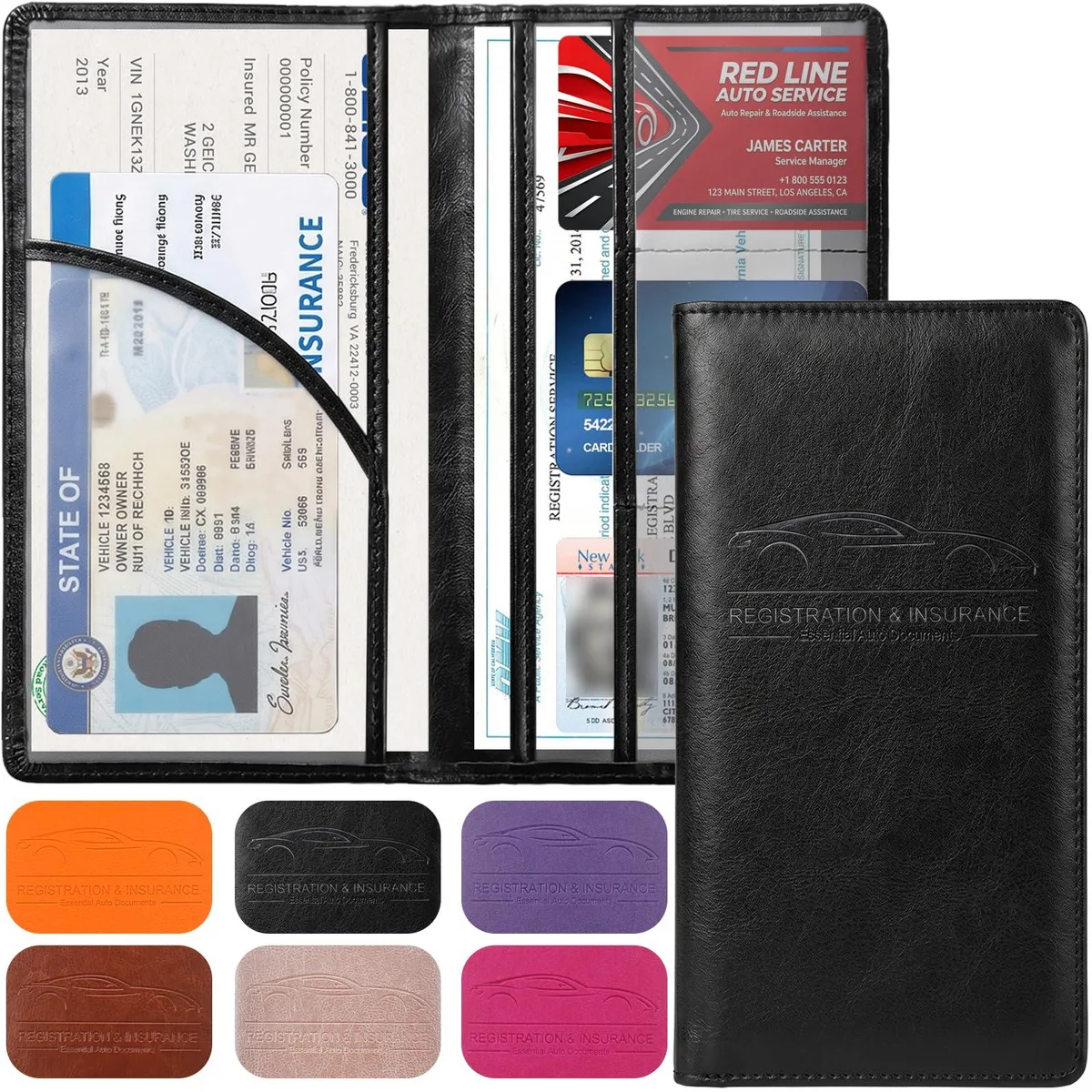  LumiMokki Car Registration &amp; Insurance Holder Black 24 — product photo