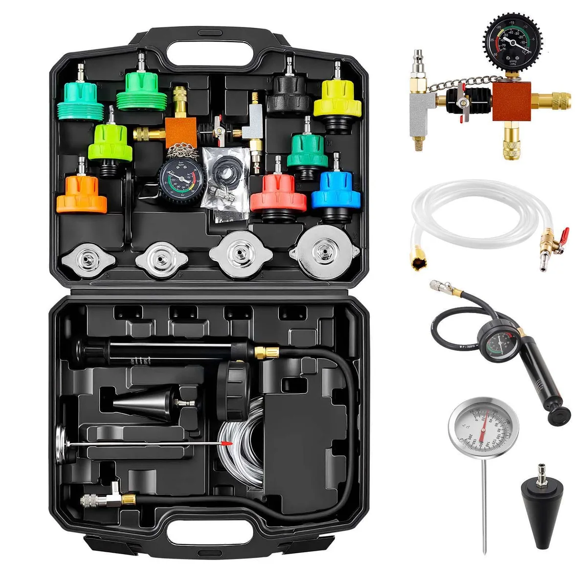 VEVOR VEVOR Coolant Pressure Tester Kit 28pcs 2.5 bar -0.83 bar 6061 Aluminum — product photo