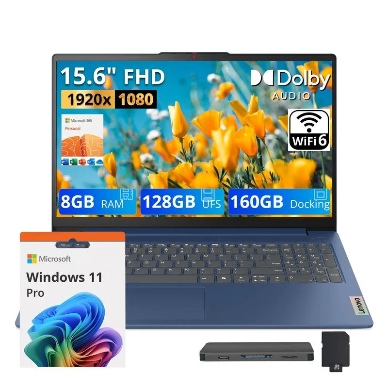 Lenovo Lenovo IdeaPad Slim 3 15.6" FHD N150 8GB 288GB Win11 Pro Blue business laptop — product photo