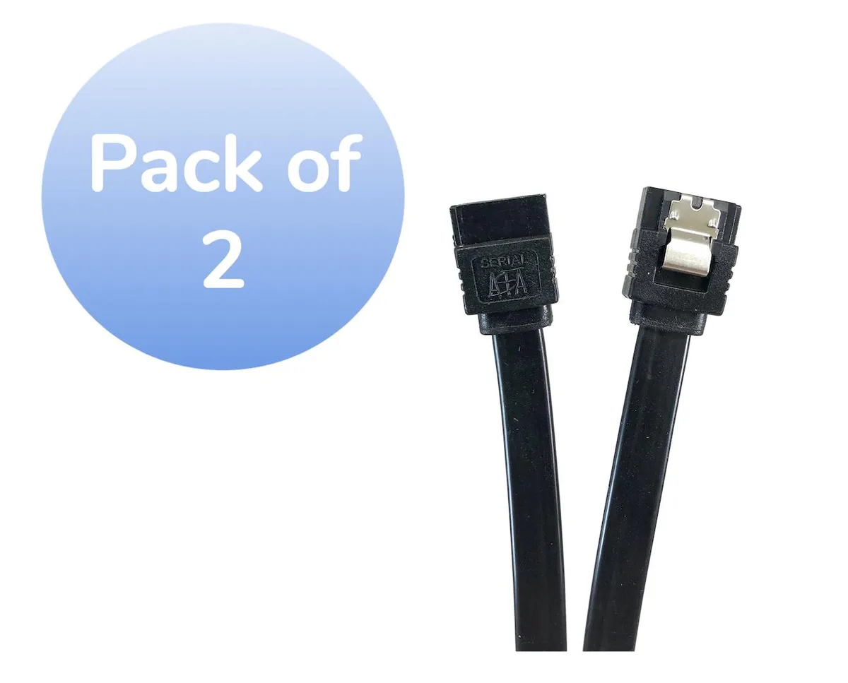 Micro Connectors Micro Connectors 20in SATA III Straight Cable with Locking Latch Black 2 pack — product photo