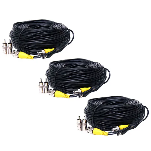 VideoSecu VideoSecu CBV503 Video &amp; Power Cable 3x50ft BNC 2.1mm — product photo