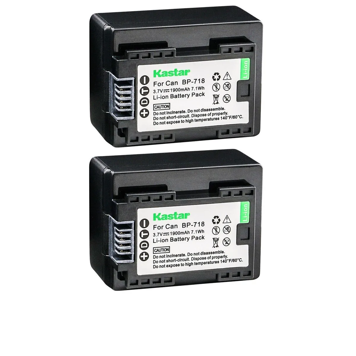 Kastar Kastar BP-718 2-Pack 3.7V 1900mAh camera battery — product photo