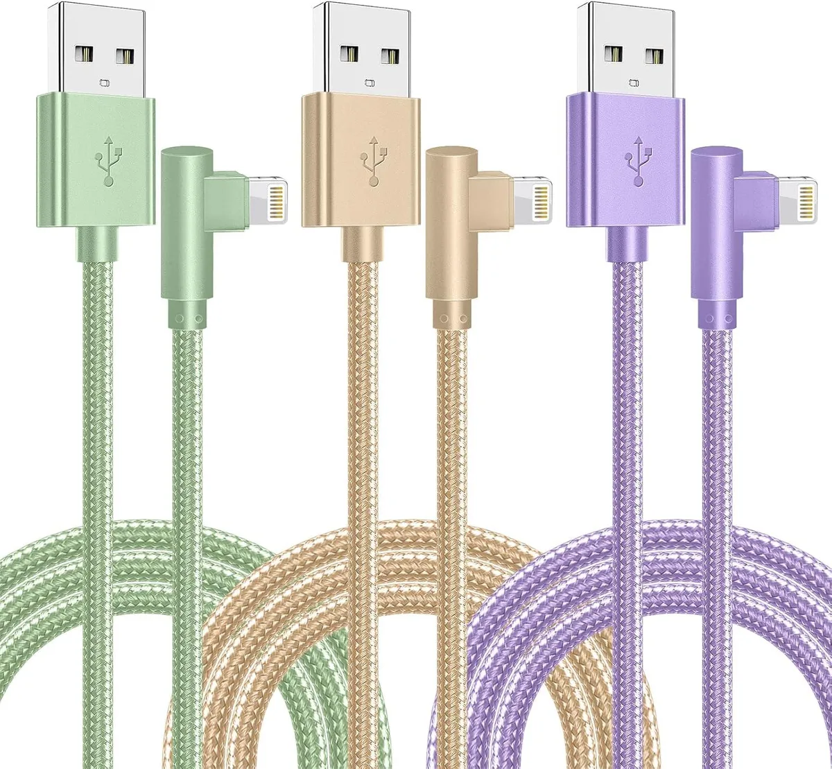 MCHOSE MCHOSE 3 Pack 6FT Lightning Cable 90 Degree Nylon Braided MFi Certified — product photo