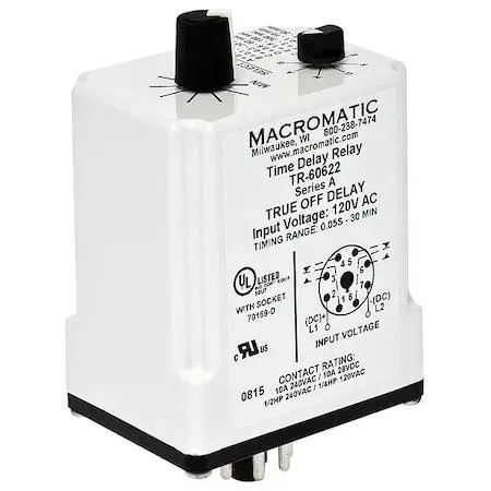 Macromatic TR-60621 off-delay relay, octal base, enclosed housing