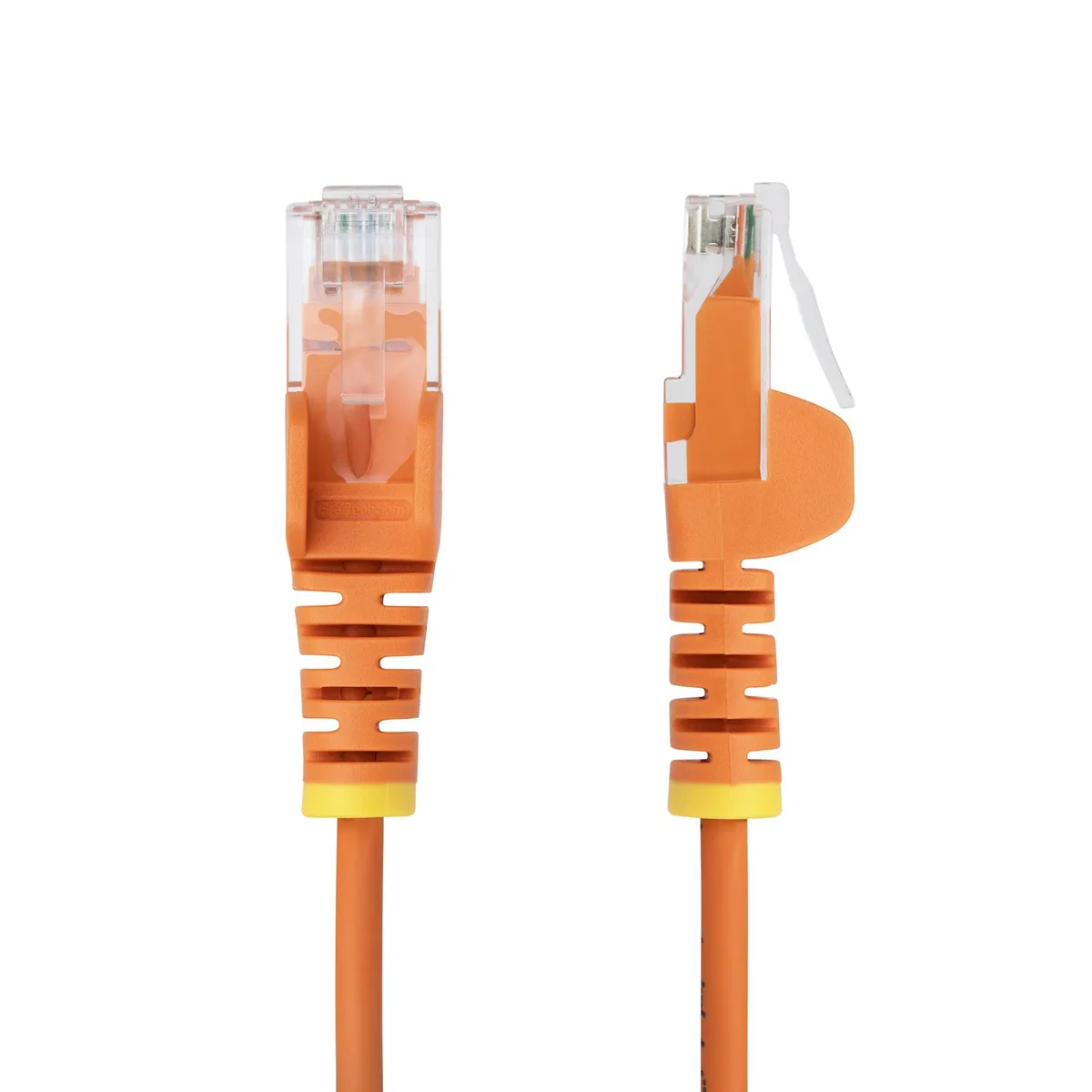 Orange slim Cat6 patch cable 30 feet long with snagless RJ45 connectors