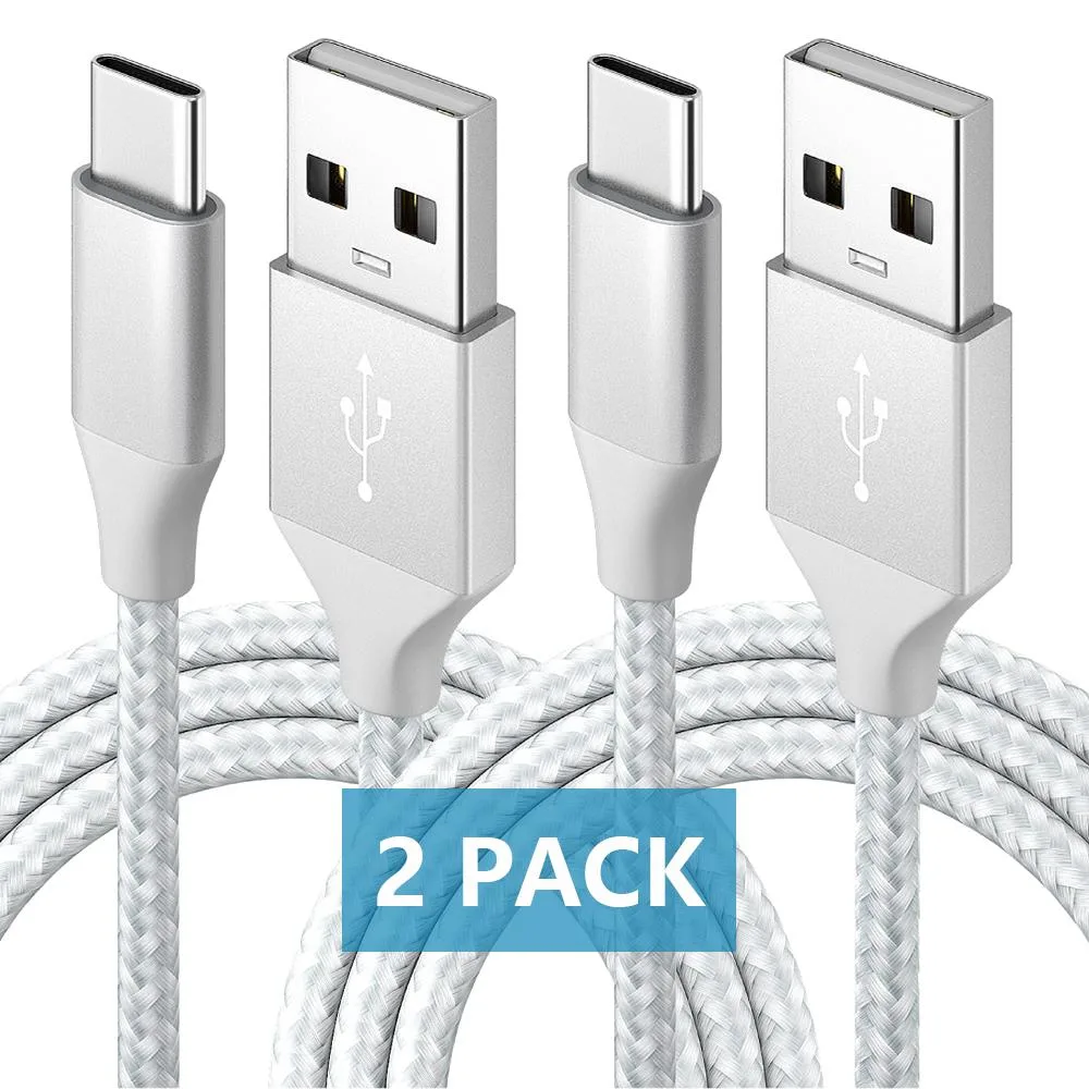 AUTYUE AUTYUE USB A to USB C Cable 2-Pack 10ft White Silver 3A 480Mbps — product photo
