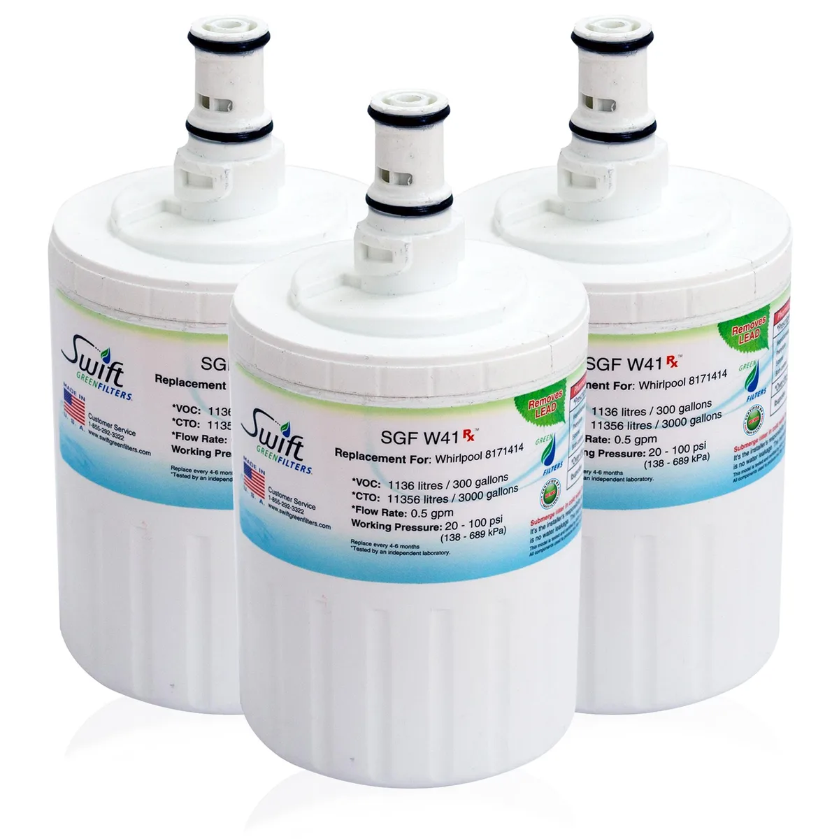 Swift Green Swift Green SGF-W41 Rx Pharmaceuticals Refrigerator Water Filter (3 Pack) — product photo